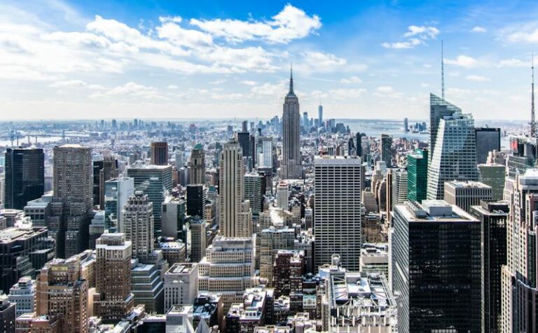 Aerial view of the Midtown Manhattan skyline with the Empire State Building